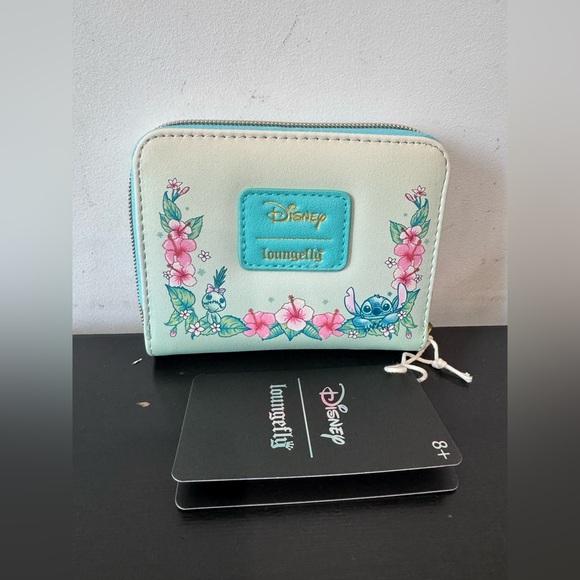 Loungefly Disney Stitch and Ducks Floral Mini Zipper Wallet - Picture 3 of 4